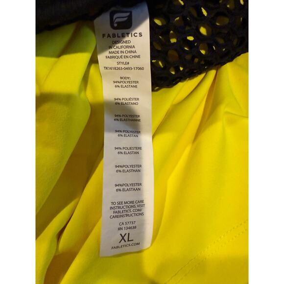 NWT Fabletics Neon Carly Workout Tank and Fishnet Cover XL Neon Yellow #3405 - Picture 9 of 14